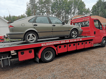 Bärgning Saab till bilskrot i Mölndal