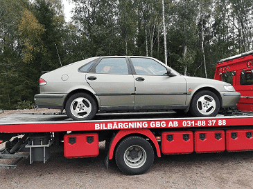 Hämtning av Saab till bilskrot i Mölndal